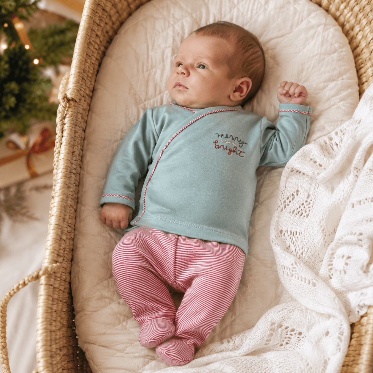 Merry and Bright Embroidered Footed Pant Set by Luna and Arlo - Magnolia Baby2pc Pant Set