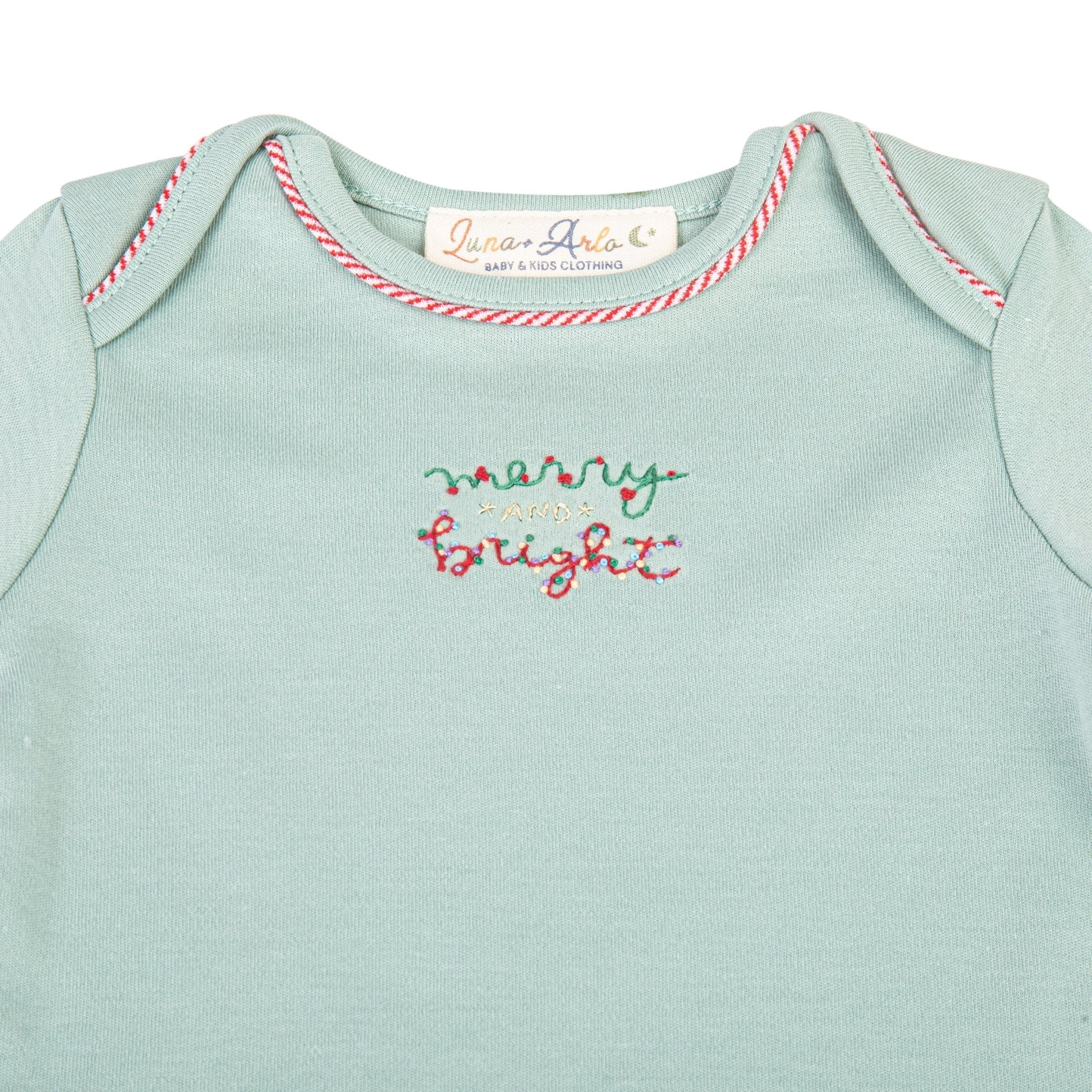 Merry and Bright Embroidered Footie - Luna and Arlo - Magnolia BabyFootie