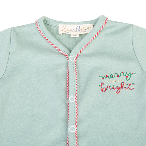 Merry and Bright Embroidered Front Snap Bodysuit - Magnolia BabyBodysuit