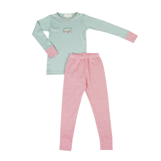 Merry and Bright Embroidered Long Pajamas - Magnolia BabyLong Pajamas