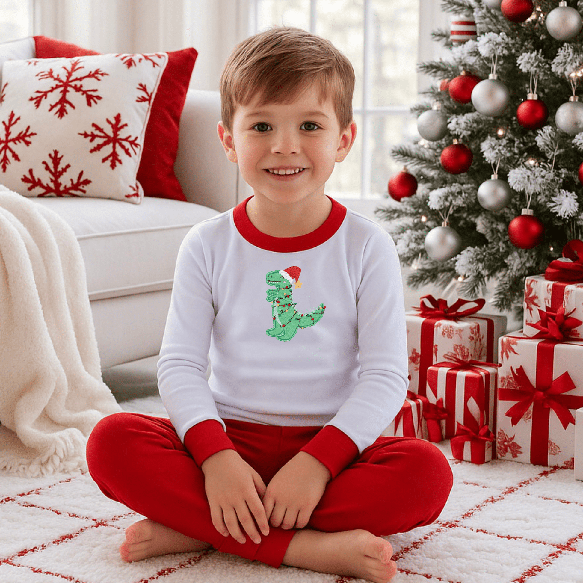 Merry Rexmas Combo Long Pajamas - Magnolia BabyLong Pajamas