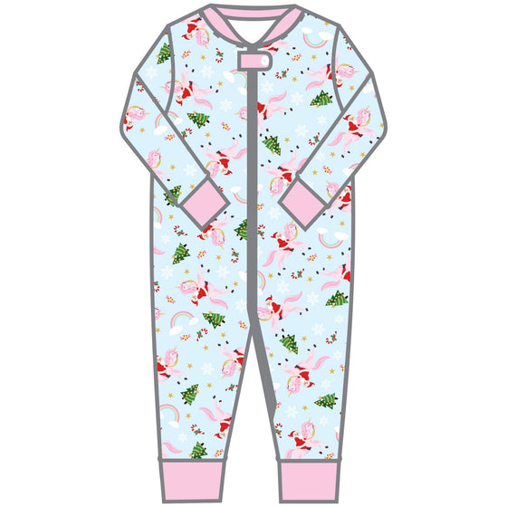 Merry Unicorn Zip Pajamas - Magnolia BabyZipper Pajamas