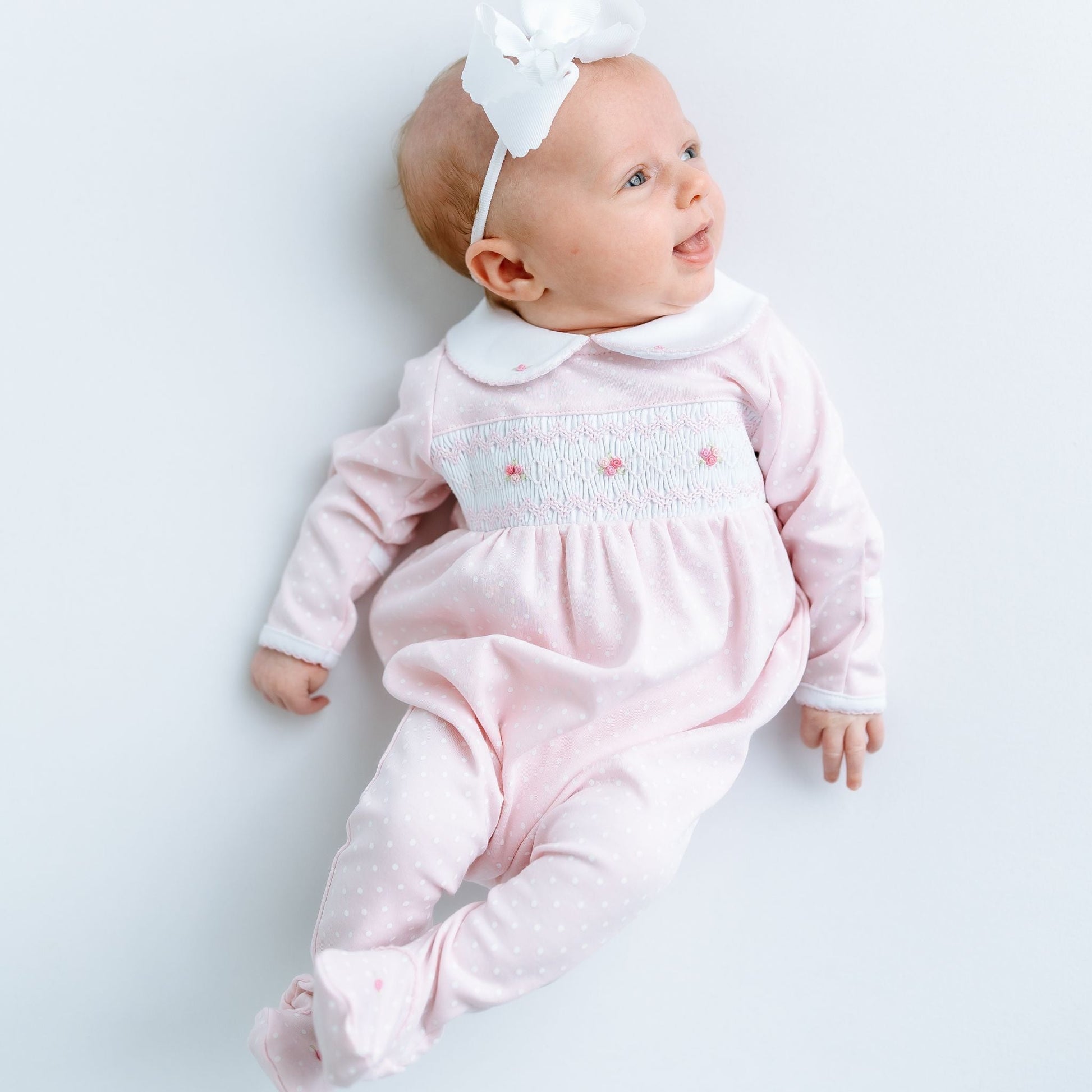 Mia's Classics Smocked Footie - Pink - Magnolia BabyFootie