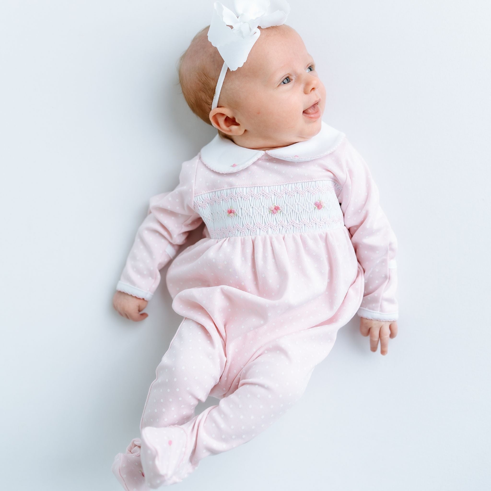 Mia's Classics Smocked Footie - Pink - Magnolia BabyFootie