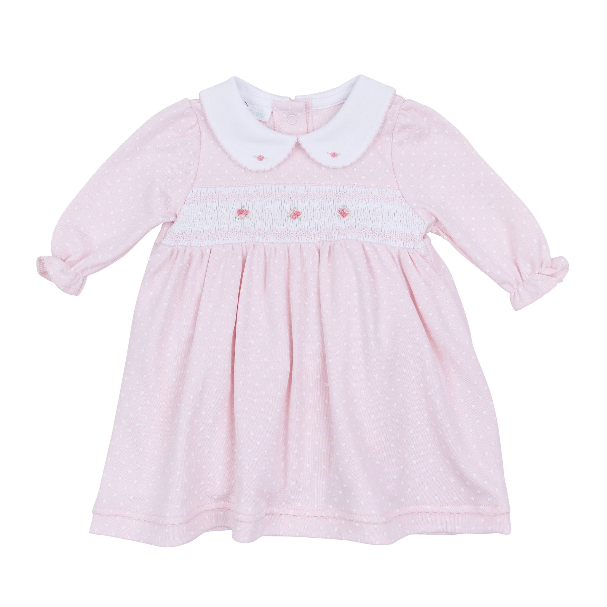 Mia's Classics Smocked Long Sleeve Dress - Pink - Magnolia BabyDress