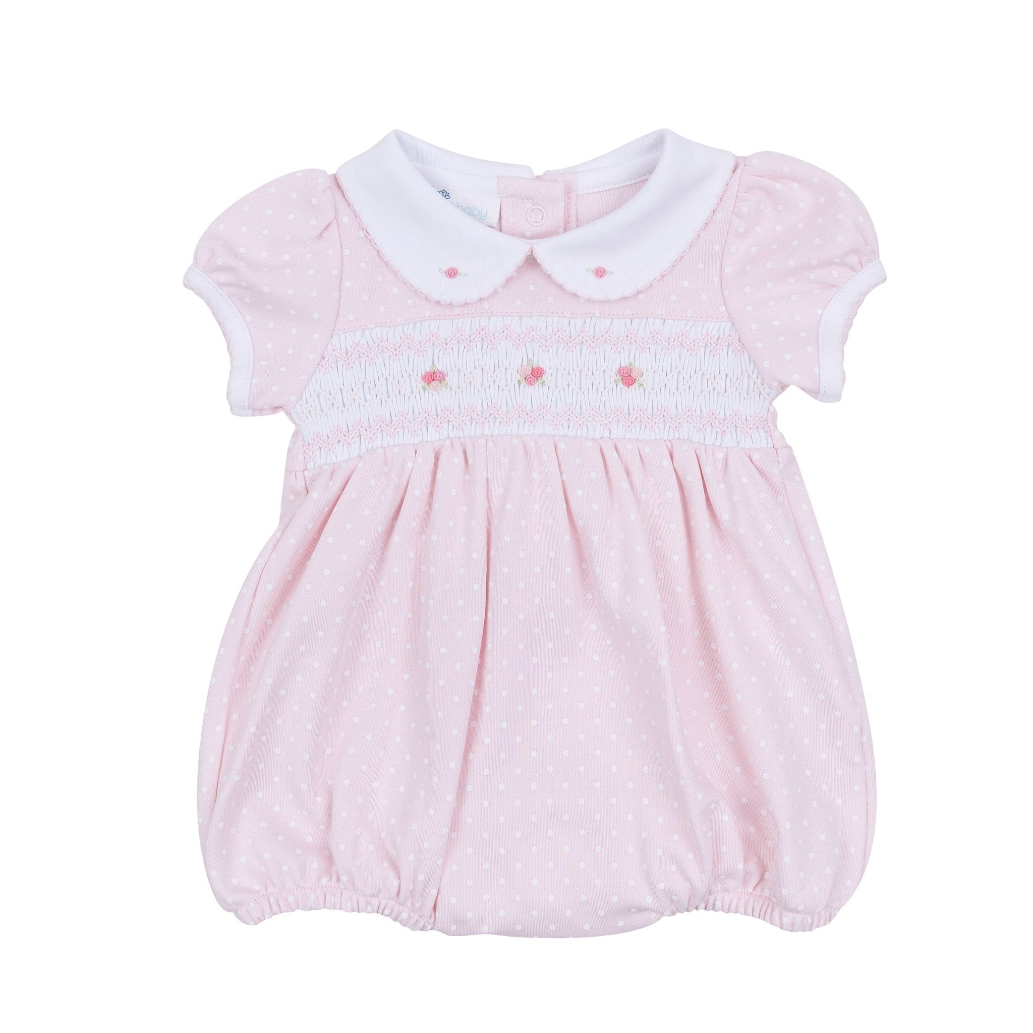 Mia's Classics Smocked Short Sleeve Bubble - Pink - Magnolia BabyBubble