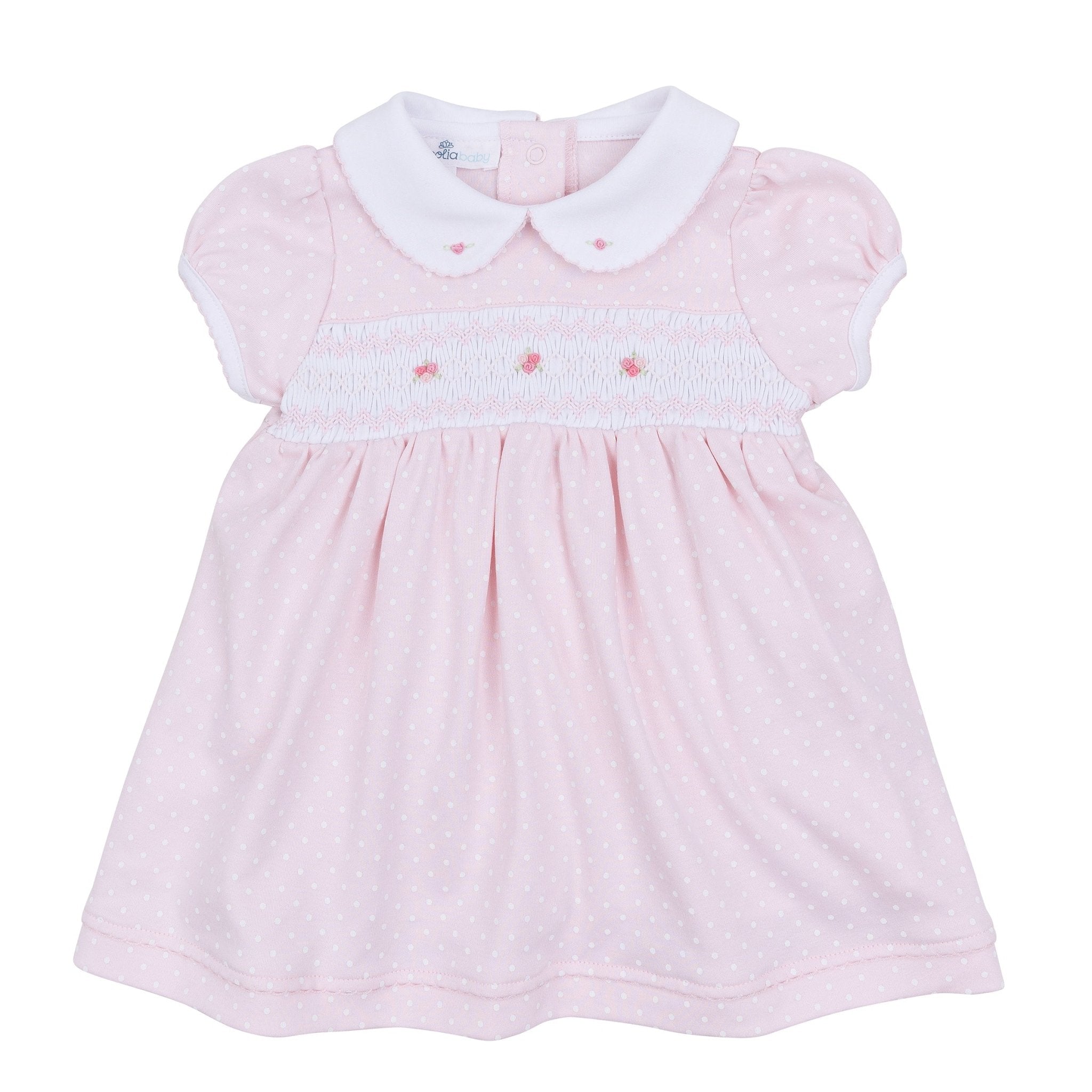 Mia's Classics Smocked Short Sleeve Dress - Pink - Magnolia BabyDress