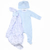 Mini Check Footie and Hat with Worth the Wait Swaddle - Blue - Magnolia Baby