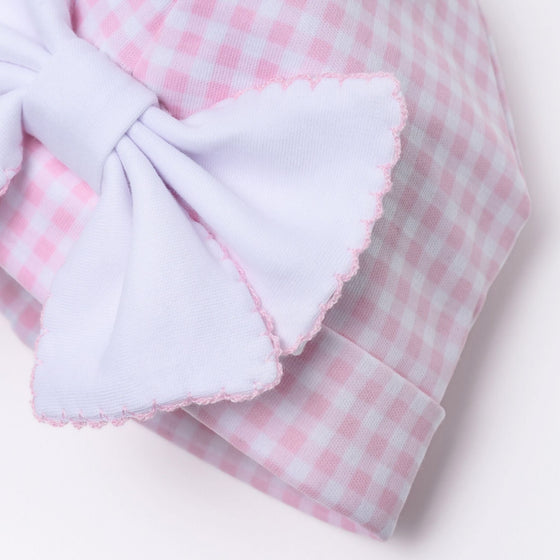 Mini Checks Bow Hat - Pink - Magnolia BabyHat