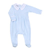 Mini Checks Collared Footie - Blue - Magnolia BabyFootie