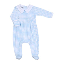  Mini Checks Collared Footie - Blue - Magnolia BabyFootie