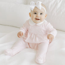  Mini Checks Collared Footie - Pink - Magnolia BabyFootie