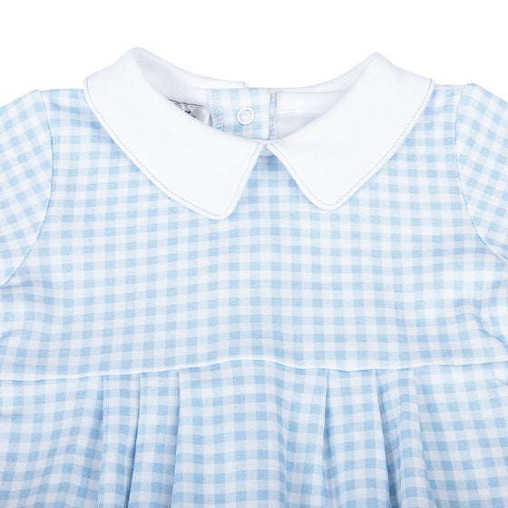 Mini Checks Collared Long Sleeve Bubble - Blue - Magnolia BabyBubble