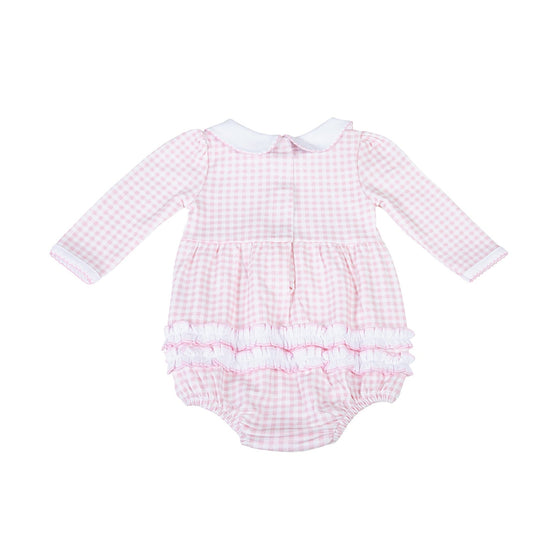 Mini Checks Collared Long Sleeve Bubble - Pink - Magnolia BabyBubble