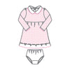 Mini Checks Collared Long Sleeve Dress - Pink - Magnolia BabyDress