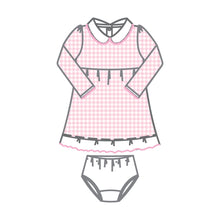  Mini Checks Collared Long Sleeve Dress - Pink - Magnolia BabyDress