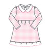 Mini Checks Collared Long Sleeve Dress - Pink - Magnolia BabyDress