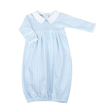  Mini Checks Collared Pleated Gown - Blue - Magnolia BabyGown