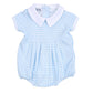 Mini Checks Collared Short Sleeve Bubble - Blue - Magnolia BabyBubble