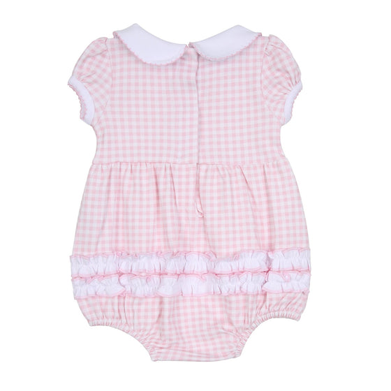 Mini Checks Collared Short Sleeve Bubble - Pink - Magnolia BabyBubble