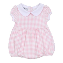  Mini Checks Collared Short Sleeve Bubble - Pink - Magnolia BabyBubble