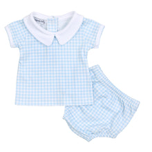  Mini Checks Collared Short Sleeve Diaper Cover Set - Blue - Magnolia BabyDiaper Cover