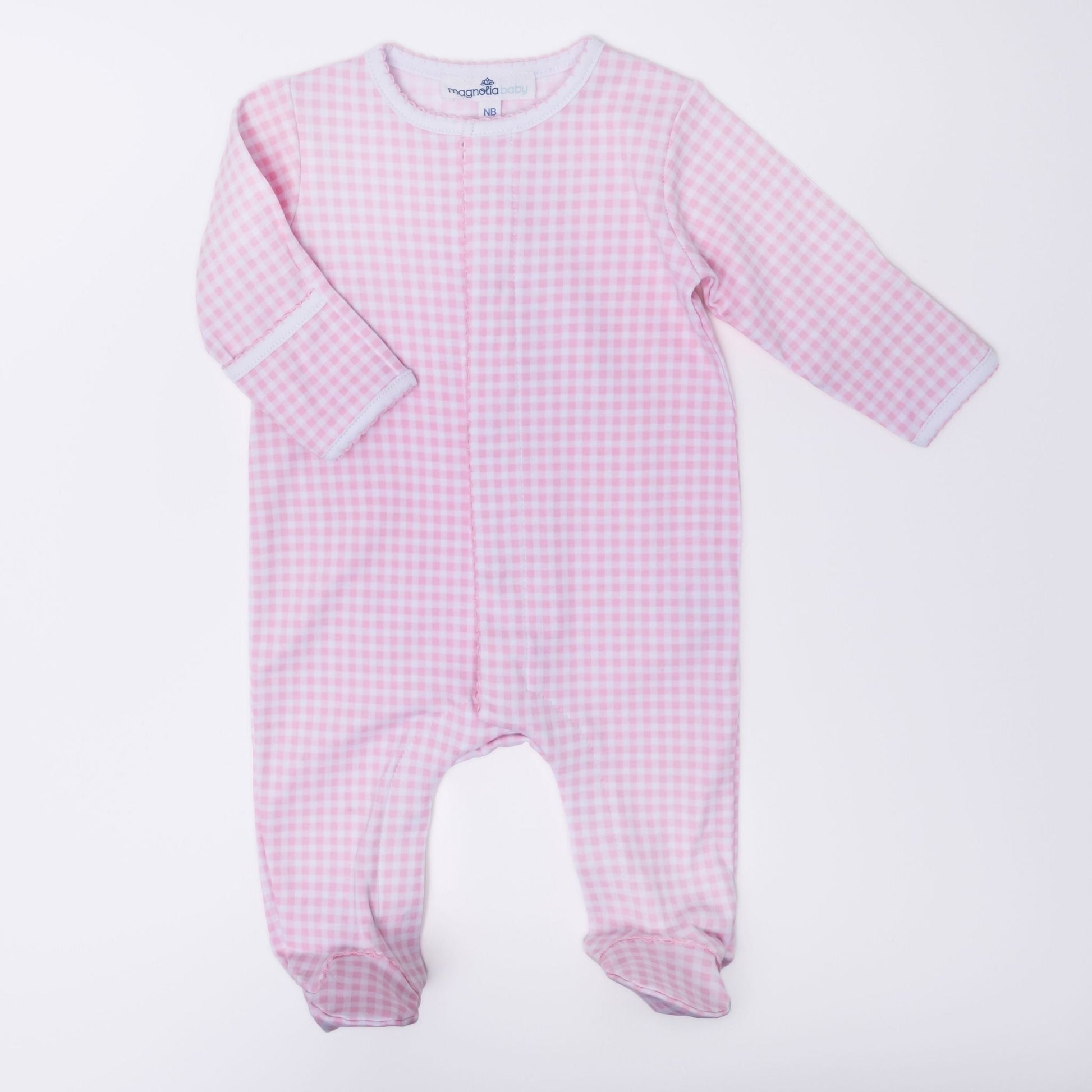 Mini Checks Footie - Pink - Magnolia BabyFootie