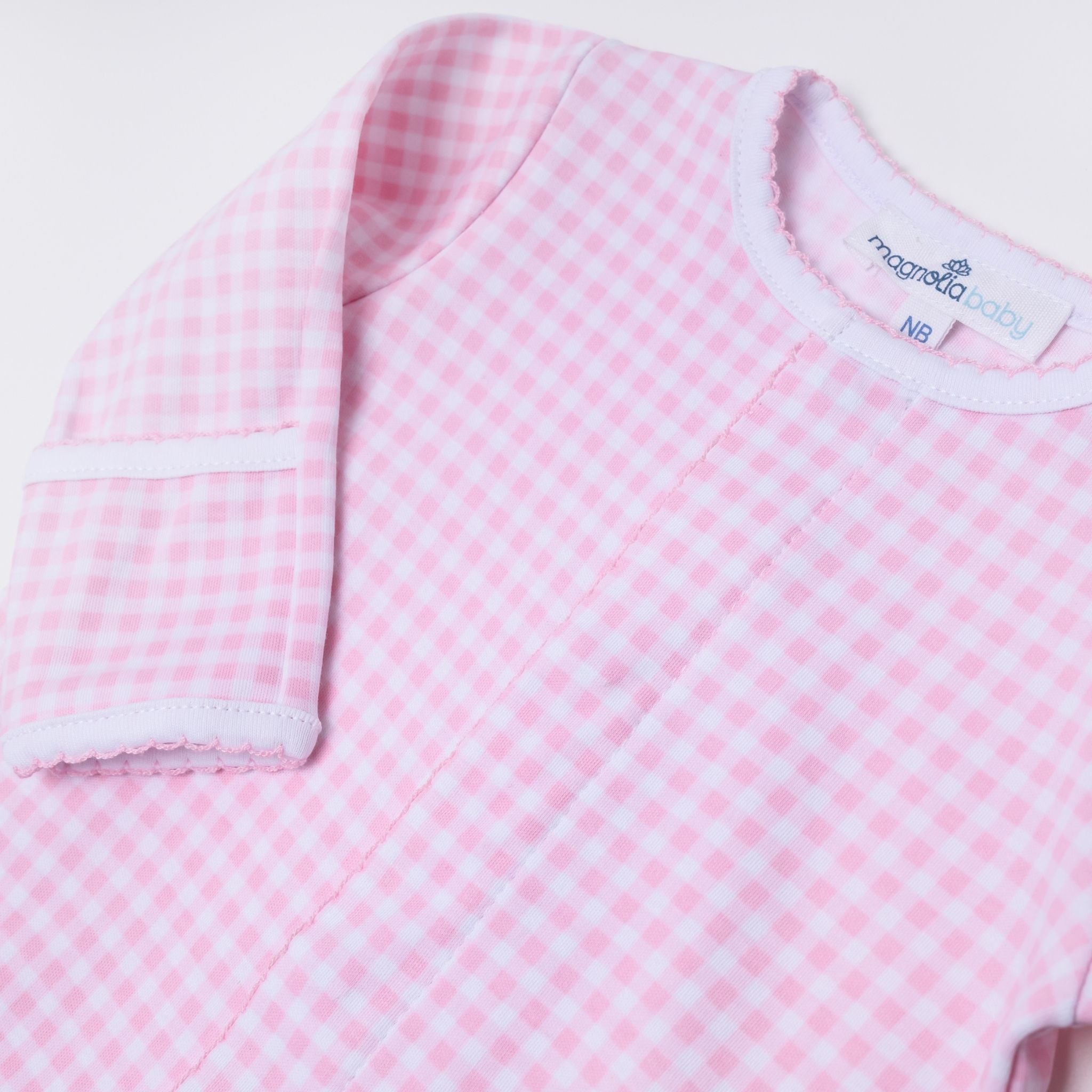 Mini Checks Footie - Pink - Magnolia BabyFootie