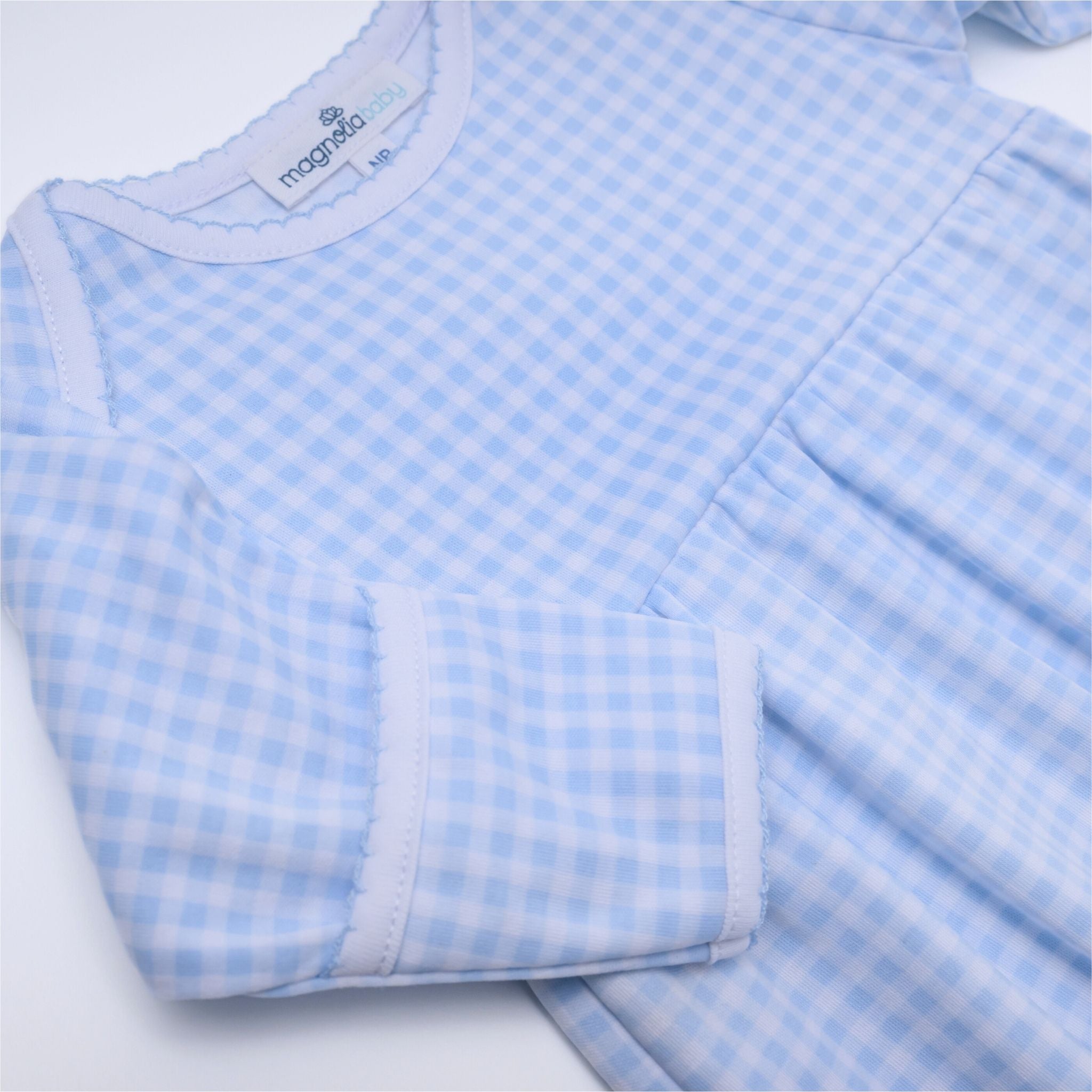 Mini Checks Gathered Gown - Blue - Magnolia BabyGown