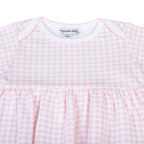 Mini Checks Gathered Gown - Pink - Magnolia BabyGown