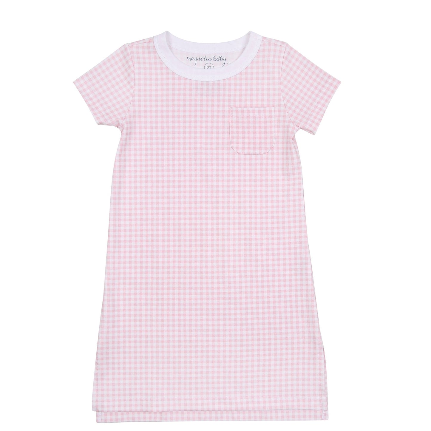 Mini Checks Girl's Short Sleeve Nightdress - Pink - Magnolia BabyNightdress
