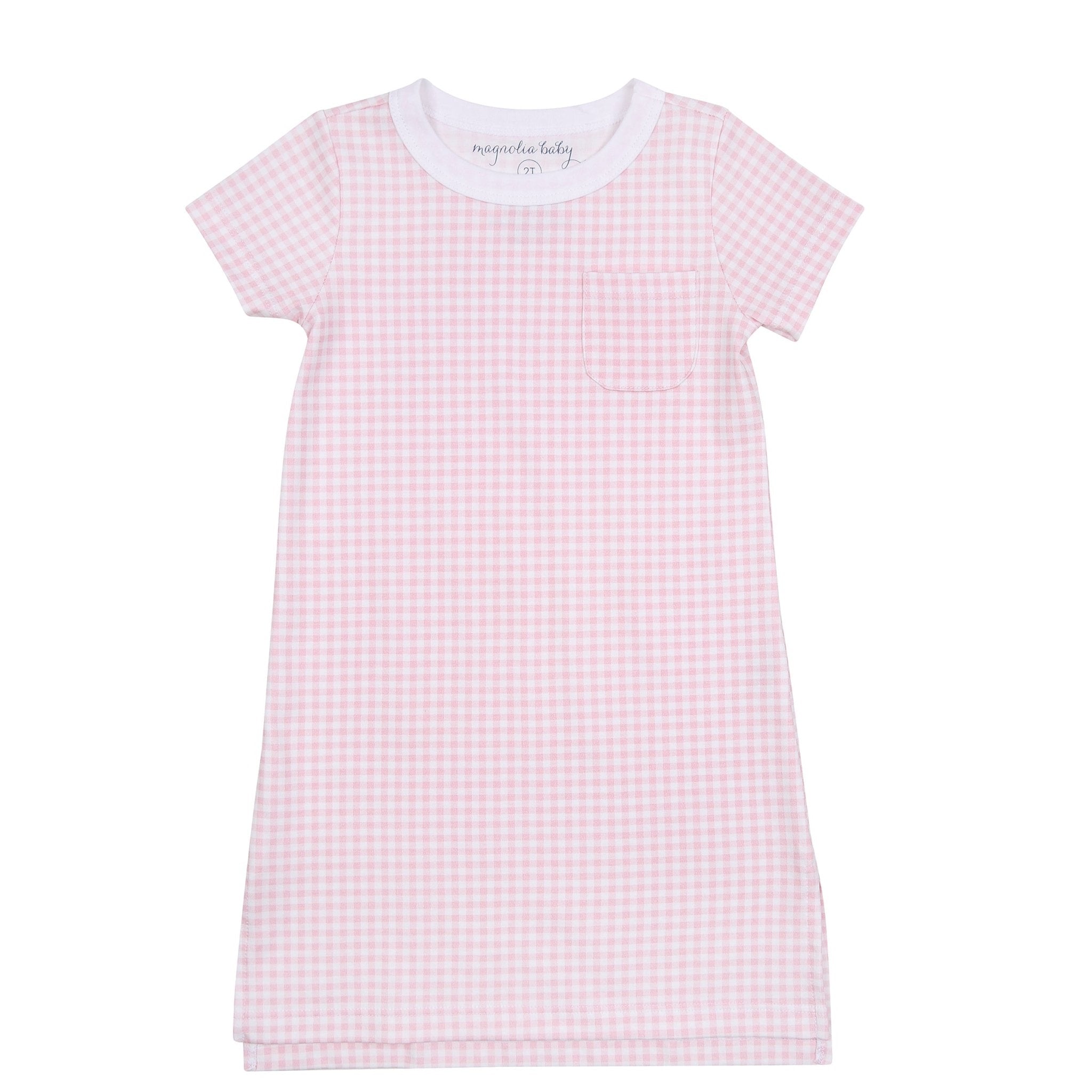 Mini Checks Girl's Short Sleeve Nightdress - Pink - Magnolia BabyNightdress
