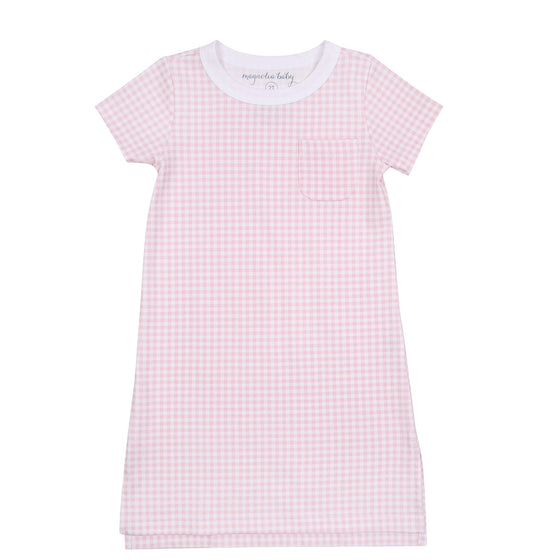 Mini Checks Girl's Short Sleeve Nightdress - Pink - Magnolia BabyNightdress