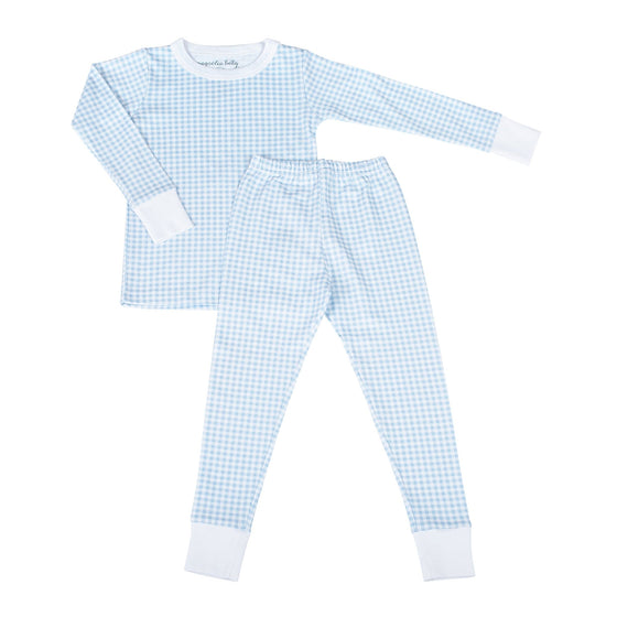 Mini Checks Long Pajamas - Blue - Magnolia BabyLong Pajamas