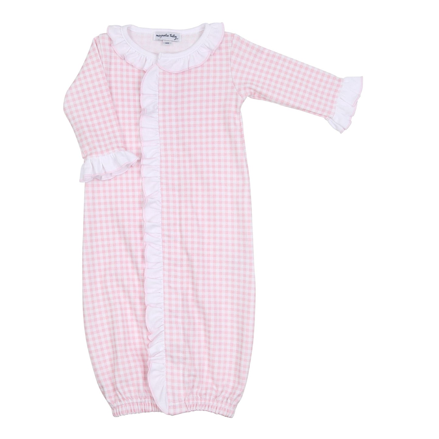 Mini Checks Pink Ruffle Front Converter - Magnolia BabyConverter Gown