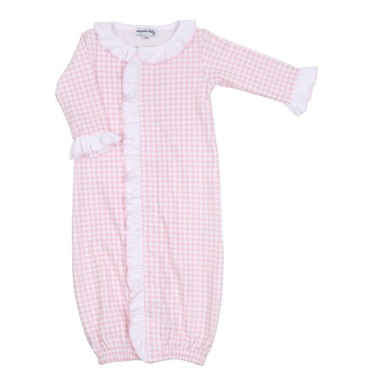 Mini Checks Pink Ruffle Front Converter - Magnolia BabyConverter Gown
