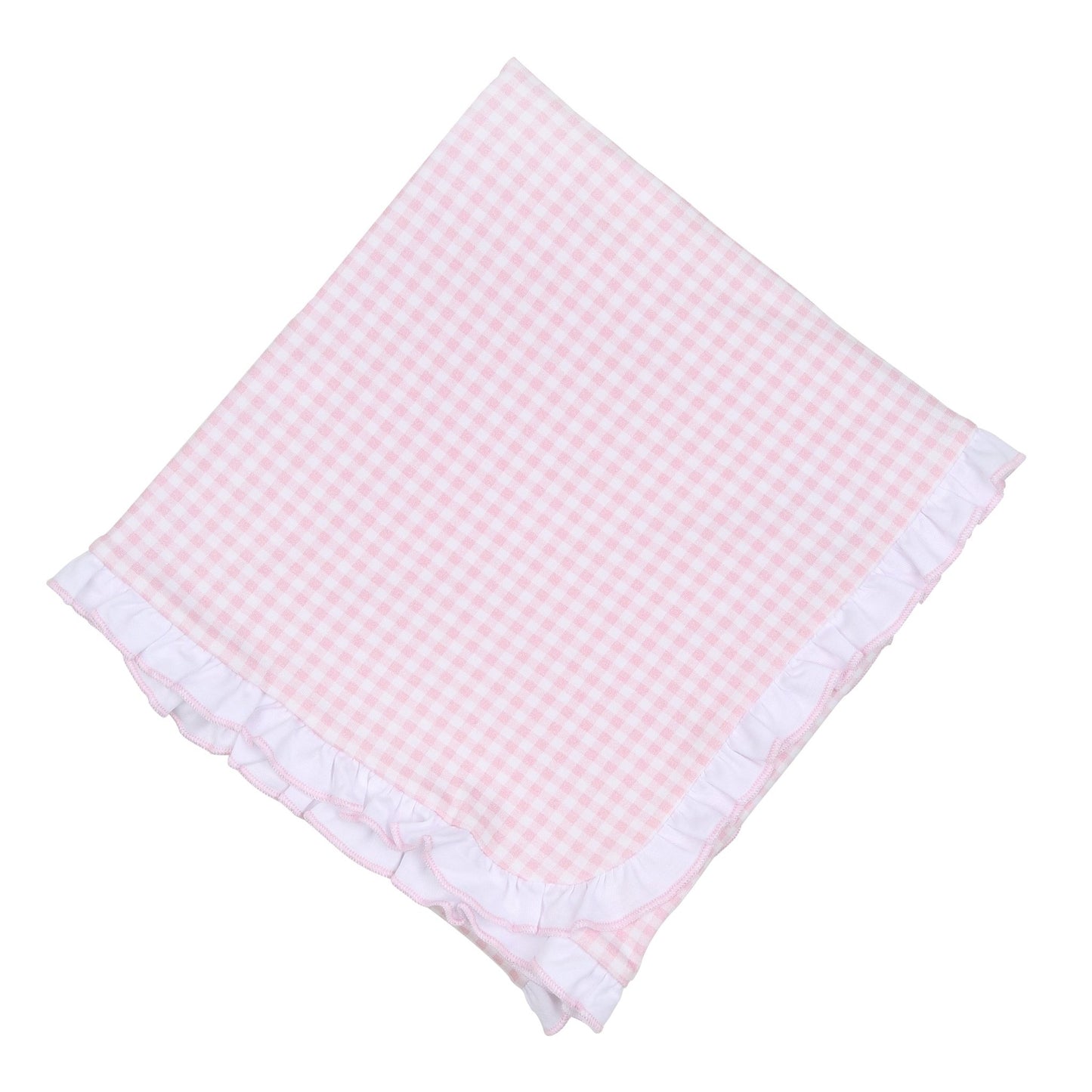 Mini Checks Ruffle Receiving Blanket - Pink - Magnolia BabyReceiving Blanket