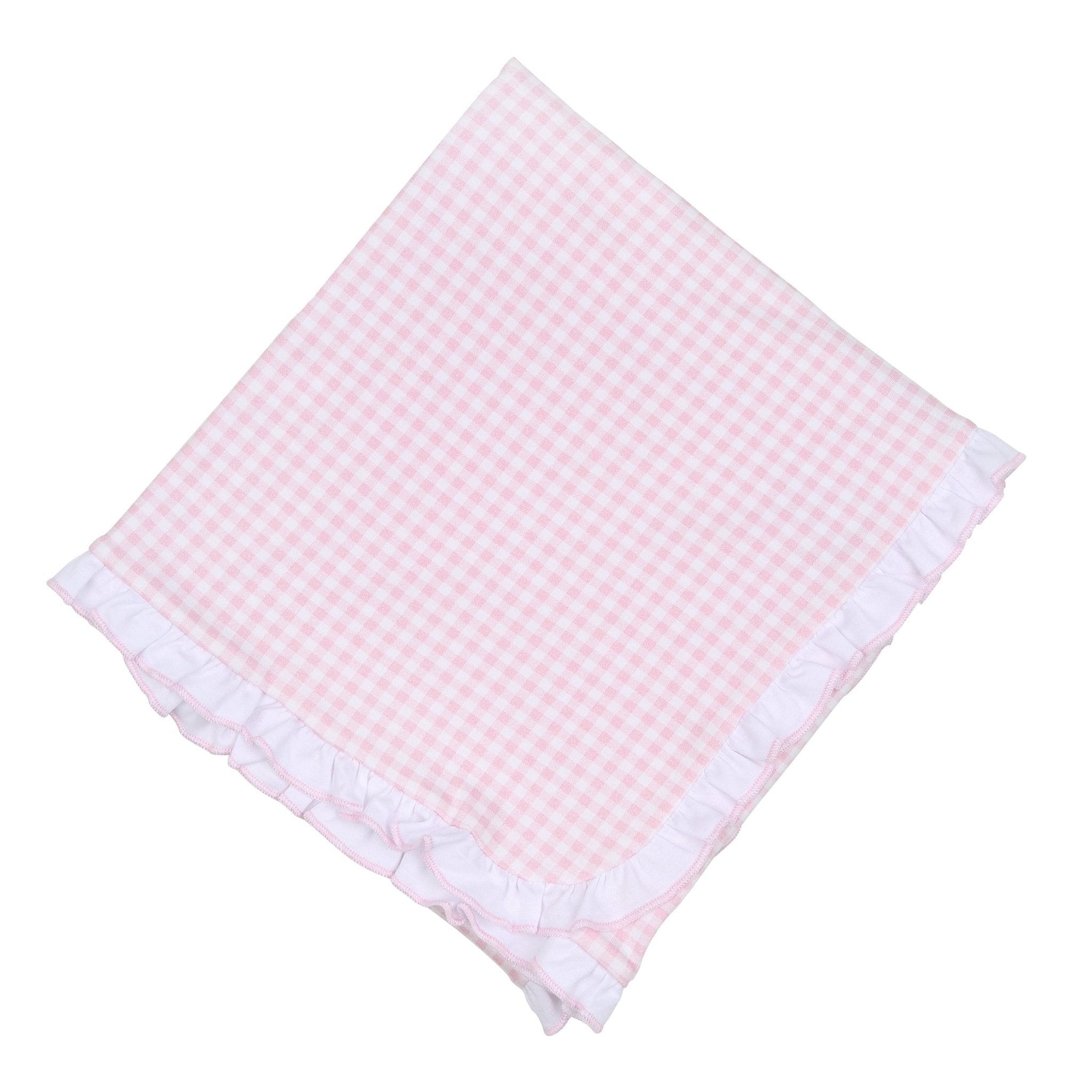 Mini Checks Ruffle Receiving Blanket - Pink - Magnolia BabyReceiving Blanket