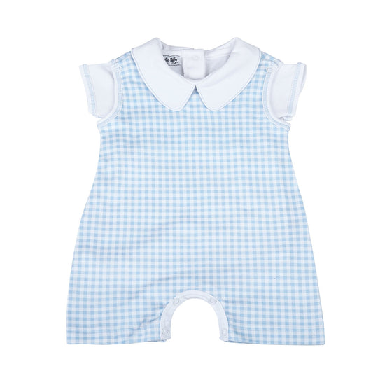 Mini Checks Set Short Playsuit and Collared Short Sleeve Bodysuit - Blue - Magnolia BabyShort Playsuit Set