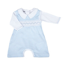  Mini Checks Set Smocked Short Playsuit and Collared Long Sleeve Bodysuit - Blue - Magnolia BabyShort Playsuit Set