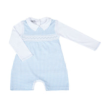  Mini Checks Set Smocked Short Playsuit and Collared Long Sleeve T-Shirt - Blue - Magnolia BabyShort Playsuit Set