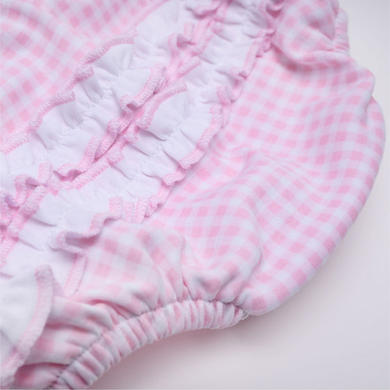 Mini Checks Short Sleeve Bubble - Pink - Magnolia BabyBubble