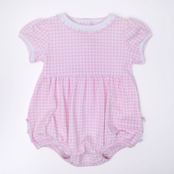 Mini Checks Short Sleeve Bubble - Pink - Magnolia BabyBubble