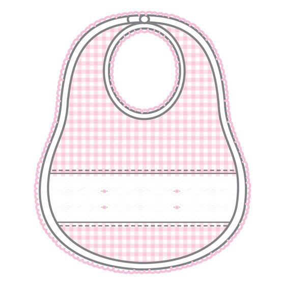 Mini Checks Smocked Bib - Pink - Magnolia BabyBib