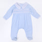 Mini Checks Smocked Footie - Blue - Magnolia BabyFootie