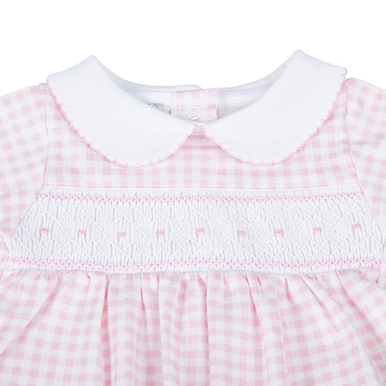 Mini Checks Smocked Footie - Pink - Magnolia BabyFootie