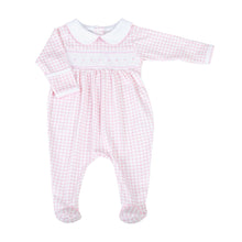  Mini Checks Smocked Footie - Pink - Magnolia BabyFootie