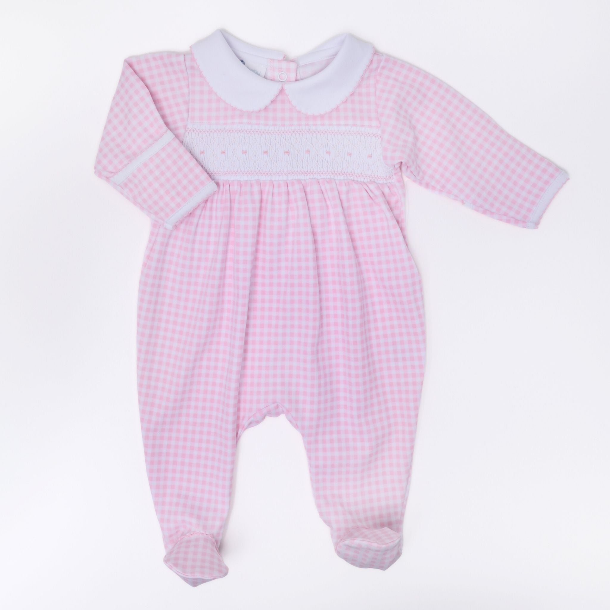 Mini Checks Smocked Footie - Pink - Magnolia BabyFootie