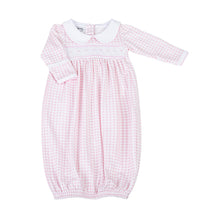  Mini Checks Smocked Gathered Gown - Pink - Magnolia BabyGown