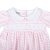Mini Checks Smocked Gathered Gown - Pink - Magnolia BabyGown